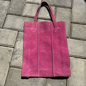 Elegant Pink Suede Tote Bag